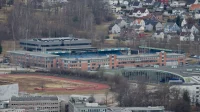 Stadion Marienlyst di Drammen, markas Strømsgodset, dilihat dari sisi utara