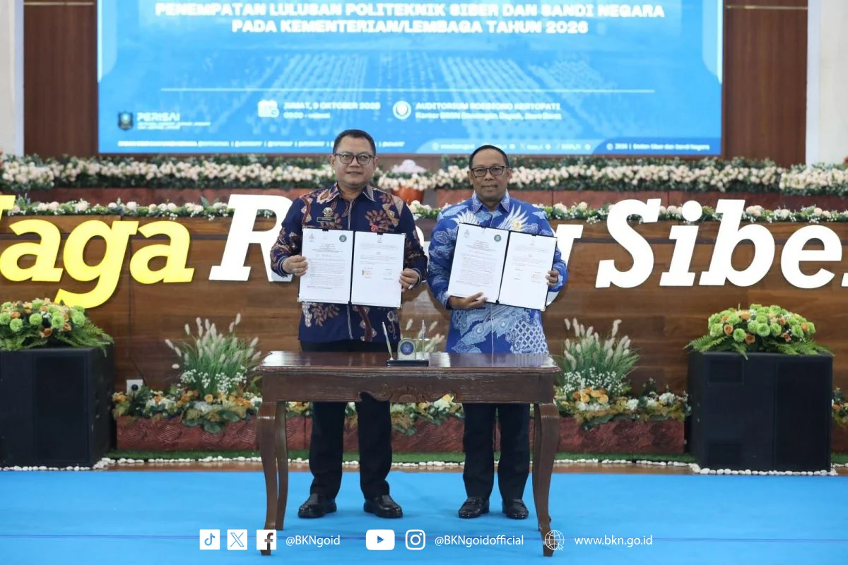 Penandatanganan perjanjian kerja sama BKN dan BSSN soal penempatan lulusan Poltek SSN